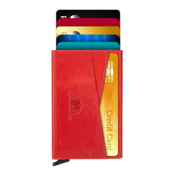 Crosswise Anıtolia Crazy Deri Pratik Mekanizmalı Kartlık Kırmızı - Anı Yüzük