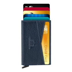 Crosswise Anıtolia Hakiki Deri Pratik Mekanizmalı Kartlık Lacivert - Anı Yüzük