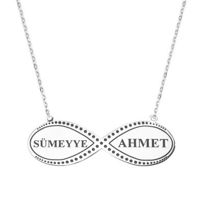 Customized Silver Point Pattern Infinity Necklace - 1