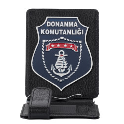 Donanma Komutanlığı Rozetli Para Tokalı Kartlık Cüzdan Siyah - 1