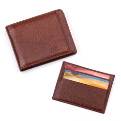 Bifold Genuine Leather Wallet with Extra Card Holder and Coin Pouch Tan 