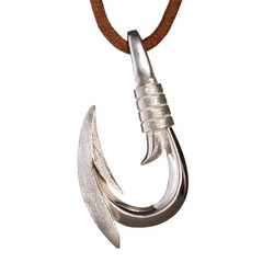 Erkek 925 Ayar Gümüş Kanca Kolye Deri İpli - Anı Yüzük