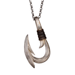 Erkek 925 Ayar Gümüş Kanca Kolye Mat Detaylı Zincirli Model2 - Anı Yüzük