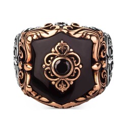 Fashionable Design Black Onyx Stone Silver Men Ring - 2