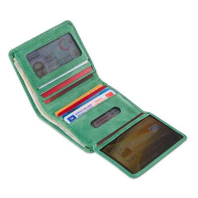 Fonksiyonel Crazy Deri Klasik Erkek Cüzdan Fıstık Yeşili - 2
