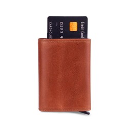 Fonksiyonel Otomatik Mekanizmalı Crazy Deri Kartlık Cüzdan Taba - Anı Yüzük