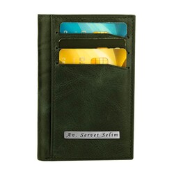 Fury Style Hakiki Crazy Deri Çıtçıtlı Dikey Erkek Kartlık Cüzdan Yeşil - Anı Yüzük