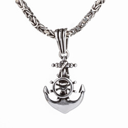 Gemi Çapası 925 Ayar Gümüş Erkek Kolye Kral Zincirli - Anı Yüzük