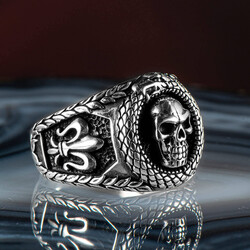 Ghost Rider 925 Sterling Silver Skull Motif Men's Ring - 2