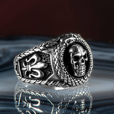 Ghost Rider 925 Sterling Silver Skull Motif Men's Ring - 2