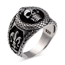 Ghost Rider 925 Sterling Silver Skull Motif Men's Ring - 3