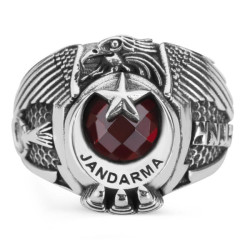 Tek Kartal Başlı Göktürkçe Türk Yazılı Jandarma Yüzüğü - Anı Yüzük