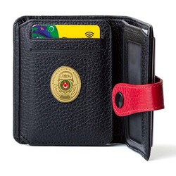 Gold Renk Gümrük Muhafaza Kaçakçılık Mini Rozetli Cosmopolit Klasik Cüzdan Siyah-Kırmızı - Anı Yüzük