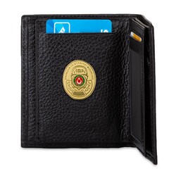 Gold Renk Gümrük Muhafaza Kaçakçılık Mini Rozetli Klasik Deri Cüzdan Siyah Model 2 - Anı Yüzük