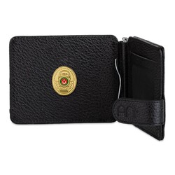 Gold Renk Gümrük Muhafaza Kaçakçılık Mini Rozetli Para Tokalı Kartlık Cüzdan Siyah - Anı Yüzük