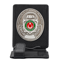 Gri Renk Gümrük Muhafaza Kaçakçılık Rozetli Para Tokalı Kartlık Cüzdan Siyah - Anı Yüzük