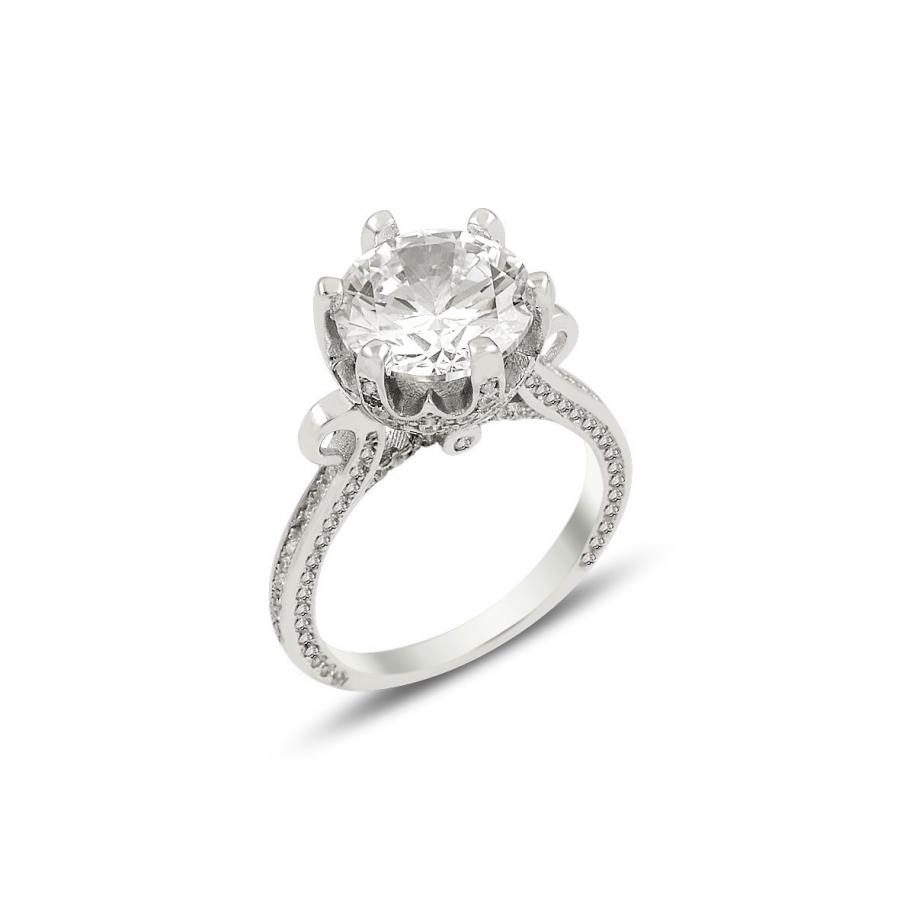 Gül Model Tek Taş Yüzük