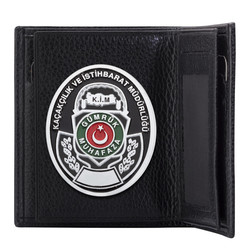 Gümrük Muhafaza Kaçakçılık Rozetli Klasik Cüzdan Siyah - Anı Yüzük