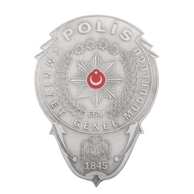 Gümüş Renk Polis Cüzdan Rozeti - 1