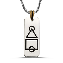 Gümüş-Siyah Squid Game Erkek Künye Kolye Zincirli Model1 - Anı Yüzük