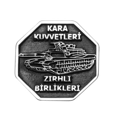 Gümüş Kara Kuvvetleri Tank Figürlü Zırhlı Birlikler Yaka Rozeti - 1