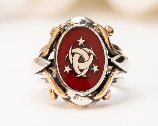 Hand Adorned Silver Teskilati Mahsusa Mens Ring - 5