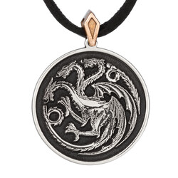 House of the Dragon Gümüş Erkek Kolye Deri İpli - Anı Yüzük