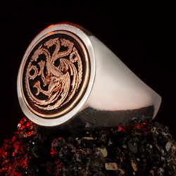 House of the Dragon Gümüş Erkek Yüzük Bronz Renk - Anı Yüzük