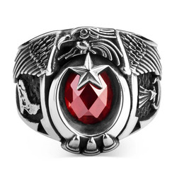 Jandarma Şualı Bozkurt Figürlü Devre Yüzüğü - Anı Yüzük