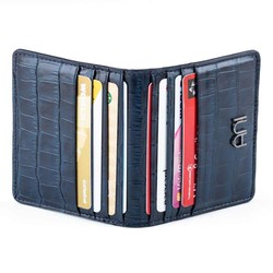 Kroko Deri Çıtçıtlı Kartlık Lacivert - 5