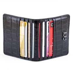 Kroko Deri Çıtçıtlı Kartlık Siyah - 5