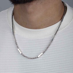 Küp Model Tasarımlı Kral Zincir Kolye 3,5mm 925 Ayar Gümüş - 3