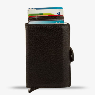 Automatic Pop-up Leather Card Holder Black with Two Mechanisms - 1
