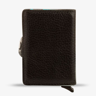 Automatic Pop-up Leather Card Holder Black with Two Mechanisms - 2