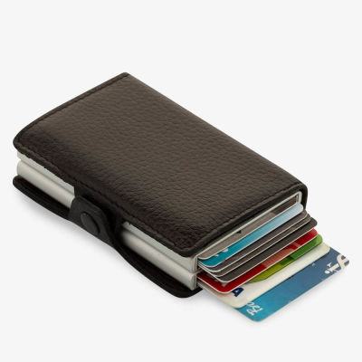 Automatic Pop-up Leather Card Holder Black with Two Mechanisms - 4