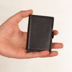 Automatic Pop-up Leather Card Holder Black with Two Mechanisms - 6