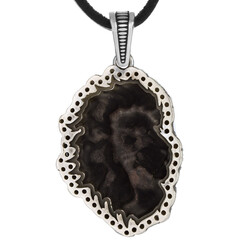 Mens 925 Sterling Silver Lion Necklace Mini Black Stone Leather Cord Product Features - 2