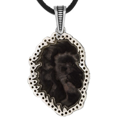 Mens 925 Sterling Silver Lion Necklace Mini Black Stone Leather Cord Product Features - 2