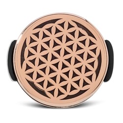 Mens Sterling Silver Round Design Flower of Life Ring - 2