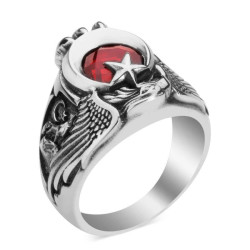 Might of the Turk Ring with the Word Turk in Gokturkish and Grey Wolf - 3