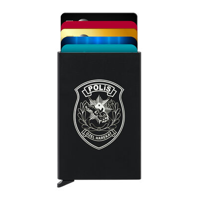 Minimalist RFID Otomatik Mekanizmalı Kartlık Siyah Polis Özel Harekat - 1