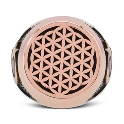 Moon Star and Flower of Life Motif Sterling Silver Mens Ring - 2