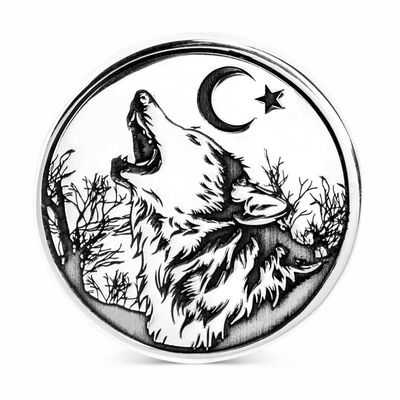 Moon Star and Wolf Silver Mens Ring - 3