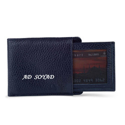 Bifold Genuine Leather Wallet with Extra Card Holder and Coin Pouch Navy Blue - 2