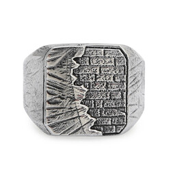 New Life Theme Stoneless Silver Mens Ring Silver Color - 3