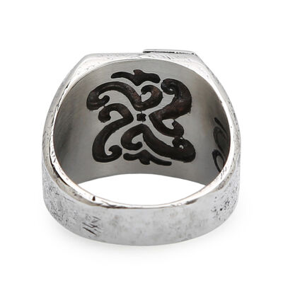 New Life Theme Stoneless Silver Mens Ring Silver Color - 4