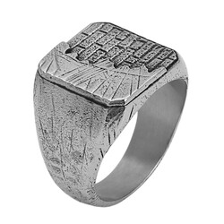 New Life Theme Stoneless Silver Mens Ring Silver Color 