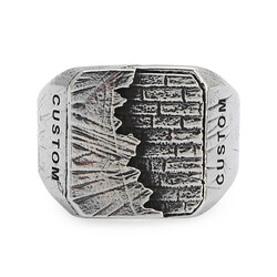 New Life Themed Sterling Silver Mens Ring Silver Color Customizable - 2