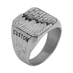New Life Themed Sterling Silver Mens Ring Silver Color Customizable 