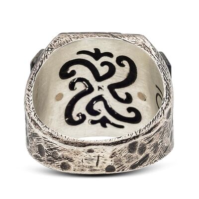 New Life Themed Without Stone 925 Sterling Silver Customizable Mens Ring Plate - 5